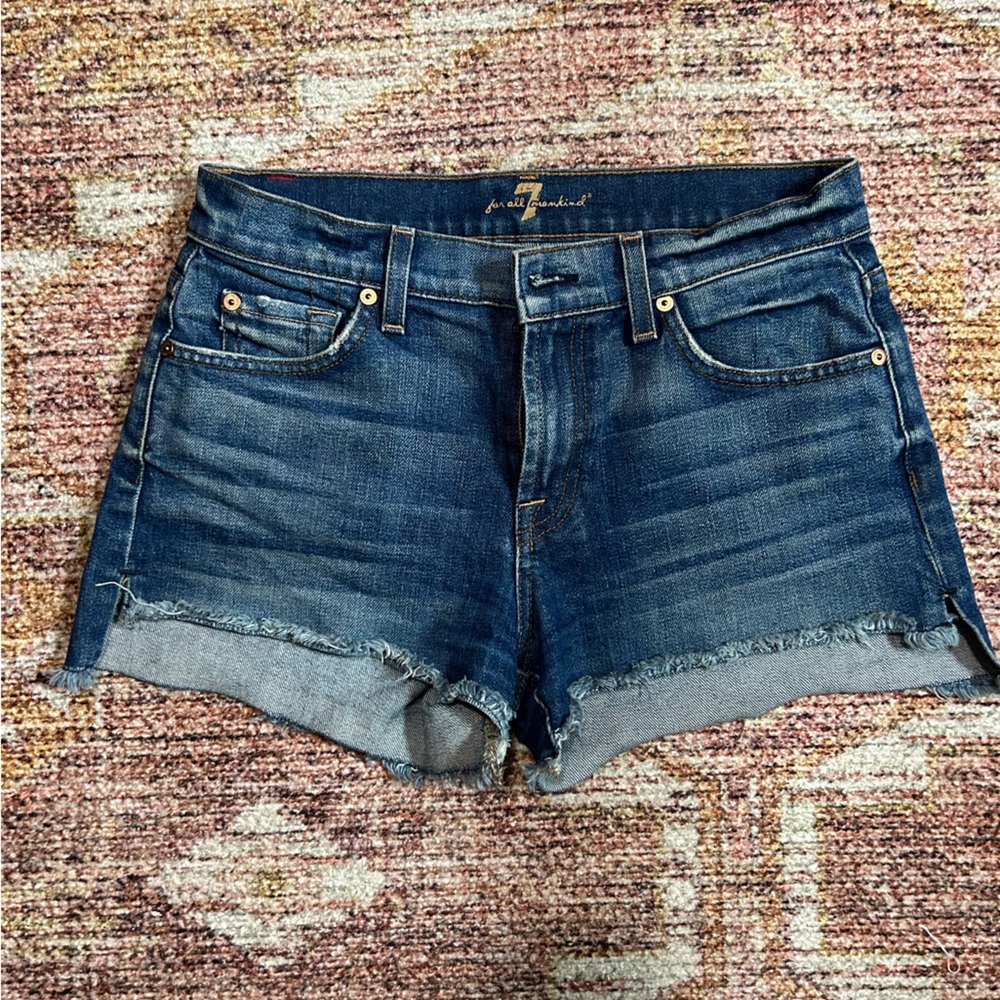 7 for all mankind denim shorts dark wash size 27
